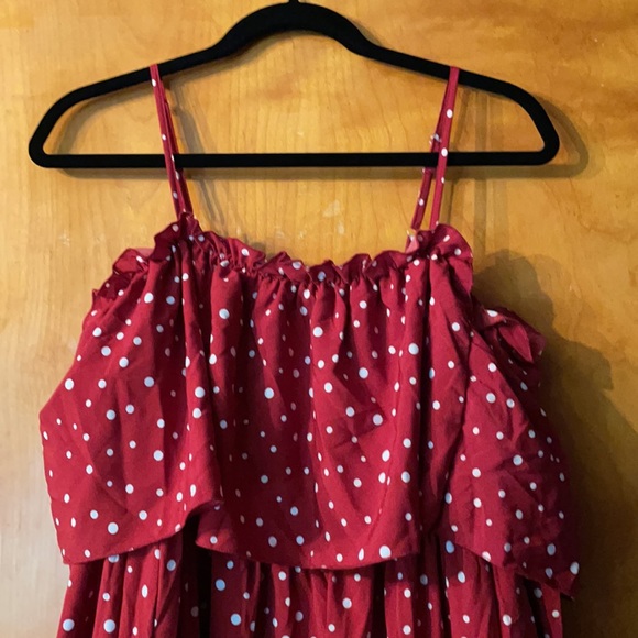 Boohoo Polka Dot Cold Shoulder Ruffle Maxi Dress🖤 - Picture 5 of 11